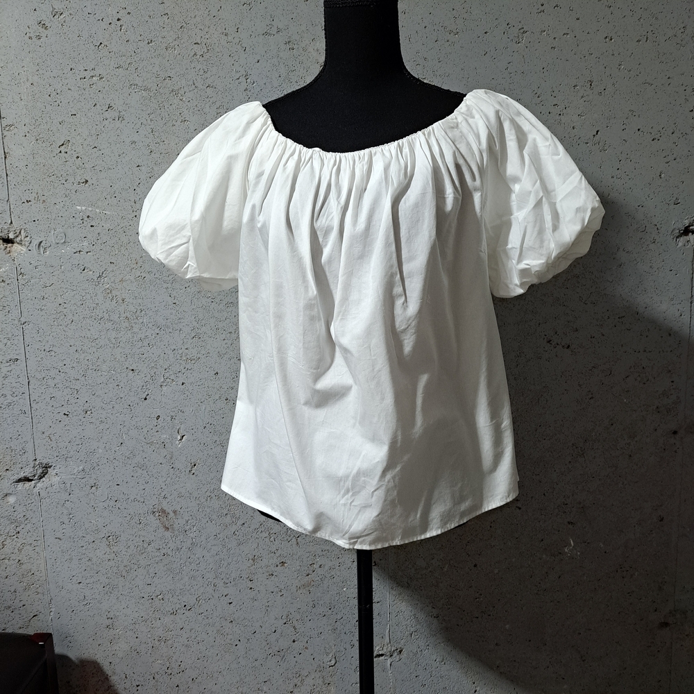 #005.B Sz 6 Primark White Bishop Sleeve Ruffled Blouse - Picture 3 of 8